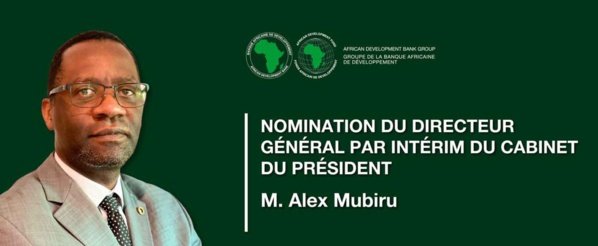 Banque africaine de développement : Alex Mubiru nommé directeur général par intérim du cabinet du président