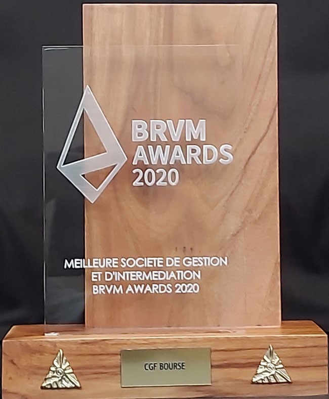 ​BRVM AWARDS 2020 : CGF Bourse élue meilleure Sgi de l'Uemoa